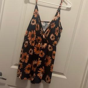 Navy Blue Sunflower Romper